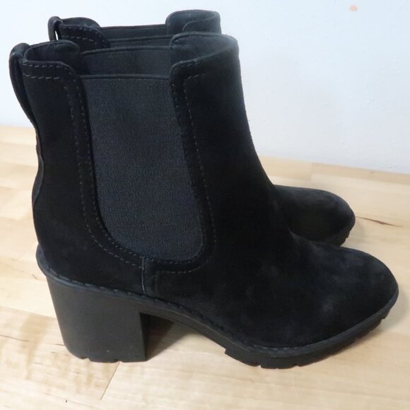 Vince Shoes - Vince Black Suede Block Heel Ankle Chealse Boots Women’s Size 7